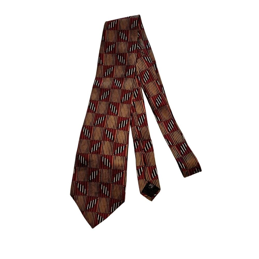 #6761 HILL ARCHER Multi Color red brown and black Silk Necktie